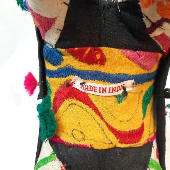 Vintage 1950's Anglo Raj‎ Handmade Embroidered Stuffed Elephant Folk Art - Picture 11 of 11